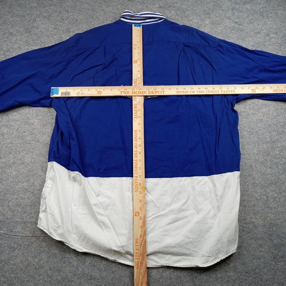Vintage Nautica Shirt Mens XL Blue White Colorblock Rugby Pullover Sail Logo 90s - Picture 4 of 8